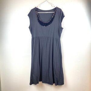 Garnet Hill Jolie Knit Sequins Scoop Neck Dress Short Sleeve Women’s Size L